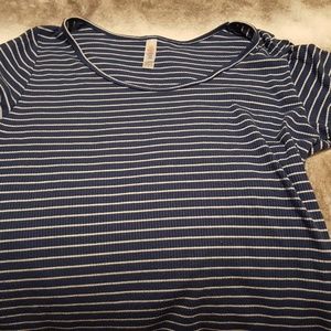 Blue and white striped lularoe tunic